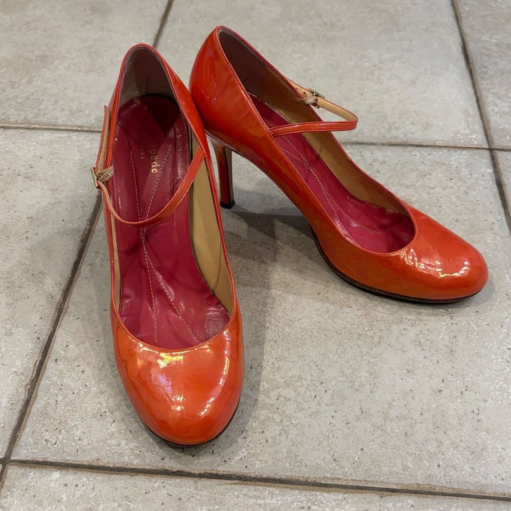 Kate Spade Orange/Pink Patent Mary Jane High Heels